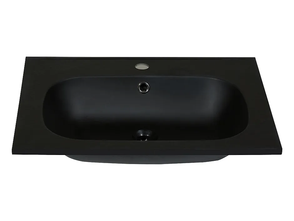 Vente-unique Vasque à encastrer en résine effet pierre - Noir - L60 x l46 cm - OKIWA