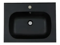 Vente-unique Vasque à encastrer en résine effet pierre - Noir - L60 x l46 cm - OKIWA
