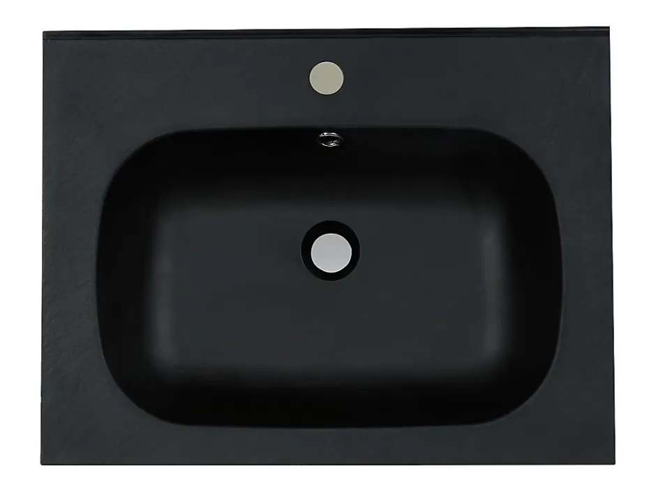 Vente-unique Vasque à encastrer en résine effet pierre - Noir - L60 x l46 cm - OKIWA