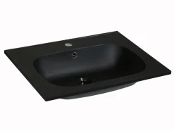 Vente-unique Vasque à encastrer en résine effet pierre - Noir - L60 x l46 cm - OKIWA