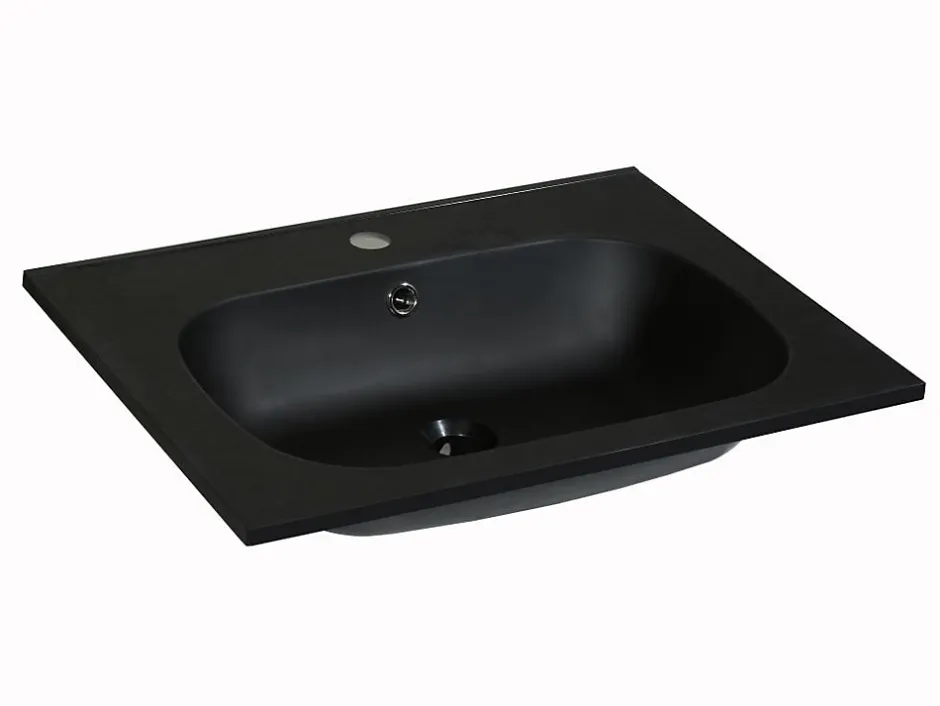 Vente-unique Vasque à encastrer en résine effet pierre - Noir - L60 x l46 cm - OKIWA