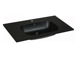 Vente-unique Vasque à encastrer en résine effet pierre - Noir - L80 x l46 cm - OKIWA* Vasque À Encastrer
