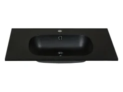 Vente-unique Vasque à encastrer en résine effet pierre - Noir - L80 x l46 cm - OKIWA* Vasque À Encastrer