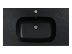 Vente-unique Vasque à encastrer en résine effet pierre - Noir - L80 x l46 cm - OKIWA* Vasque À Encastrer