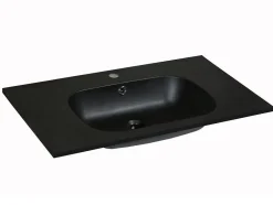 Vente-unique Vasque à encastrer en résine effet pierre - Noir - L80 x l46 cm - OKIWA* Vasque À Encastrer