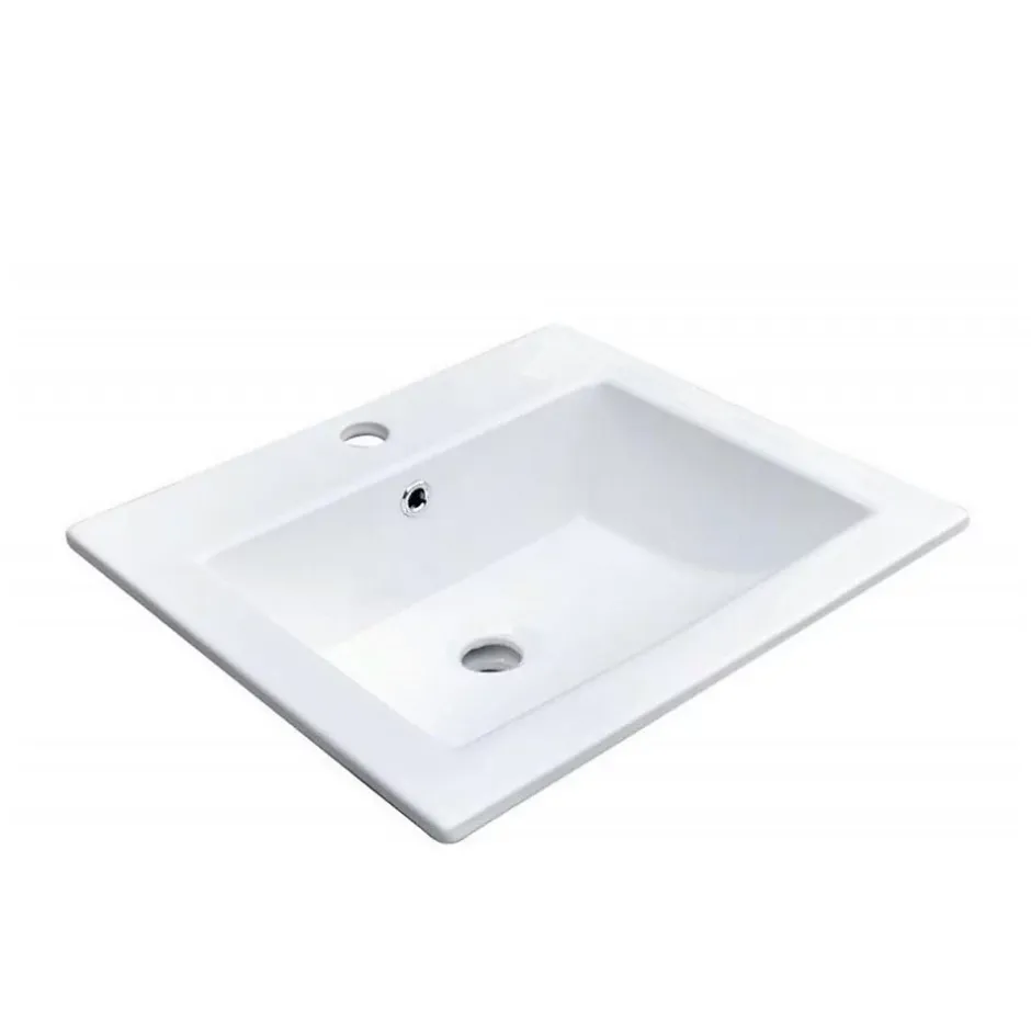 Mob-In Vasque à encastrer rectangle en céramique blanche 50x43cm