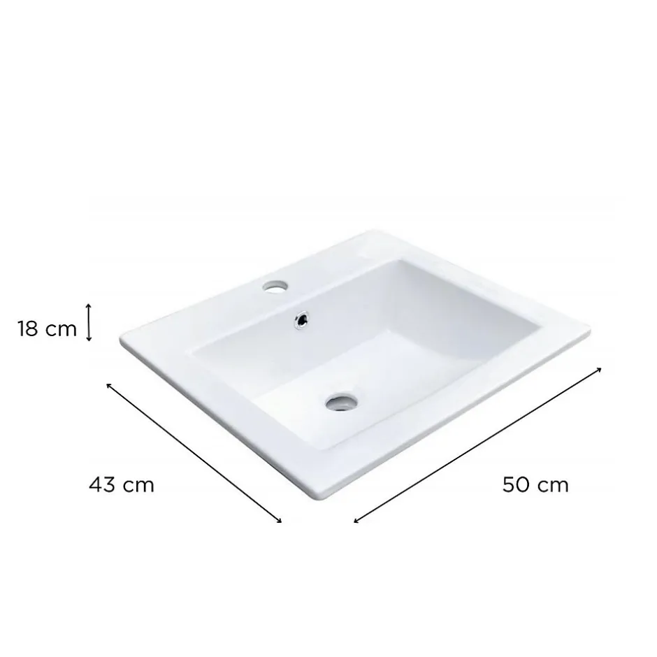 Mob-In Vasque à encastrer rectangle en céramique blanche 50x43cm