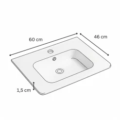 Otitec Vasque à encastrer rectangulaire - 60 x 46 cm - Blanc brillant - ORIS* Vasque À Encastrer