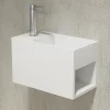Bernstein Vasque / Lavabo mural rectangulaire Fonte minérale 33x18x20,5cm Blanc mat, rangement intégré - PB2046* Lavabo