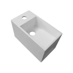Bernstein Vasque / Lavabo mural rectangulaire Fonte minérale 33x18x20,5cm Blanc mat, rangement intégré - PB2046* Lavabo