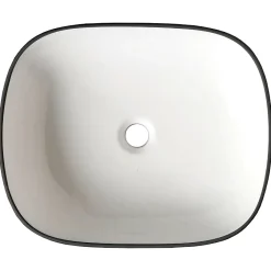Planète Bain Vasque à poser 49.5 cm blanche avec liseré noir - Mady