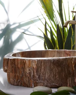 Pegane Vasque à poser / lavabo en pierre naturelle coloris brun - Longueur 45 x Hauteur 15 x Profondeur 40 cm* Vasque À Poser