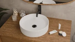 Sanitaire Vasque à poser cannelée BEYOND 40cm Blanc Mat