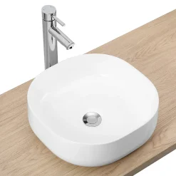 Homesight Vasque à poser carrée céramique blanc Ø37 x H.13 cm Loomy* Vasque À Poser