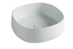 Homesight Vasque à poser carrée céramique blanc Ø37 x H.13 cm Loomy* Vasque À Poser