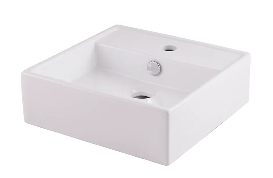 GoodHome Vasque à poser carrée céramique blanche Hendra* Vasque À Poser