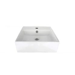 Mob-In Vasque à poser carrée en céramique blanche 38cm