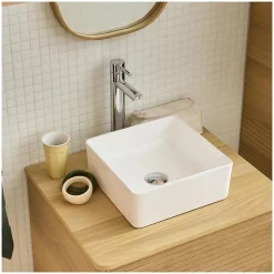 Mob-In Vasque à poser carrée en céramique blanche 30cm* Vasque À Poser