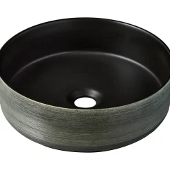 Planète Bain Vasque à poser céramique ronde Asina - 36cm - Décor vert noir mat* Vasque À Poser
