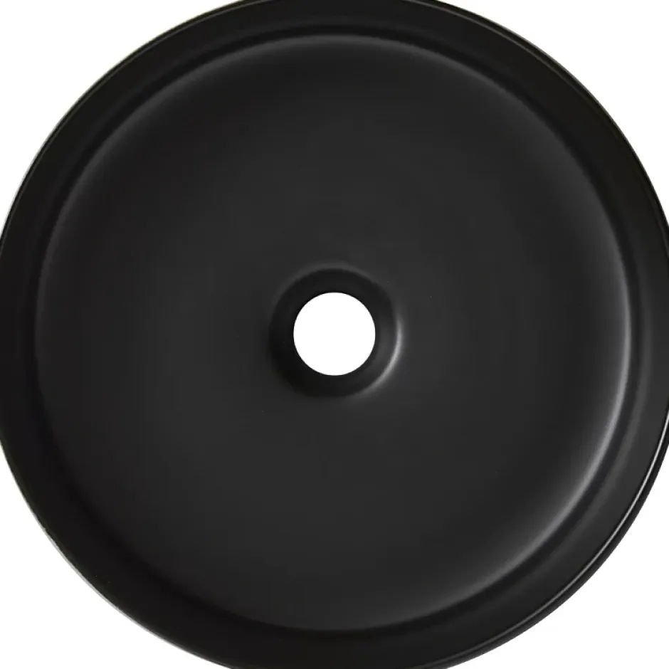 Planète Bain Vasque à poser céramique ronde Asina - 36cm - Décor vert noir mat* Vasque À Poser