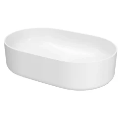 GoodHome Vasque à poser en céramique l.48 x H.12,5 x P.30 cm, blanc brillant, Levanna