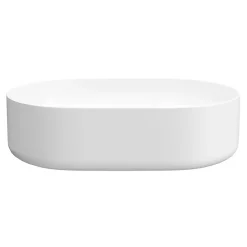 GoodHome Vasque à poser en céramique l.48 x H.12,5 x P.30 cm, blanc brillant, Levanna