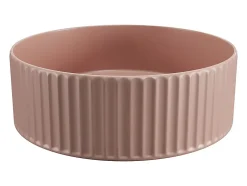 Vente-unique Vasque à poser en céramique striée ronde - Rose mat - 36 cm - PEDARA* Vasque À Poser