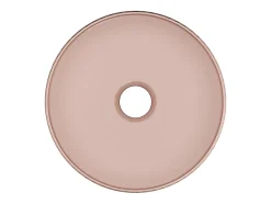 Vente-unique Vasque à poser en céramique striée ronde - Rose mat - 36 cm - PEDARA* Vasque À Poser