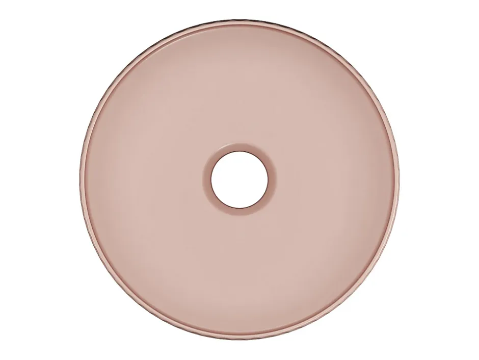 Vente-unique Vasque à poser en céramique striée ronde - Rose mat - 36 cm - PEDARA* Vasque À Poser