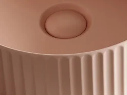 Vente-unique Vasque à poser en céramique striée ronde - Rose mat - 36 cm - PEDARA* Vasque À Poser