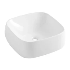 Homesight Vasque à poser en céramique l.39 x H.14,5 x P.39 cm, blanc brillant, Squircle