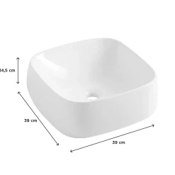 Homesight Vasque à poser en céramique l.39 x H.14,5 x P.39 cm, blanc brillant, Squircle