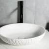 Bernstein Vasque à poser en fonte minérale - 50x40x12cm - Blanc mat, Avec bonde Pop Up - LEO* Vasque À Poser