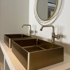Essebagno Vasque à poser en inox doré l.37 x H.13 x P.48 cm, Luisa* Vasque À Poser