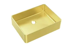 Essebagno Vasque à poser en inox doré l.37 x H.13 x P.48 cm, Luisa* Vasque À Poser