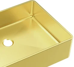 Essebagno Vasque à poser en inox doré l.37 x H.13 x P.48 cm, Luisa* Vasque À Poser