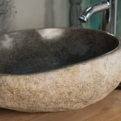 Wanda Collection Vasque à poser en pierre naturelle galet de rivière 40 cm* Vasque À Poser