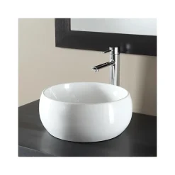 Planète Bain Vasque à poser forme bol en porcelaine blanche