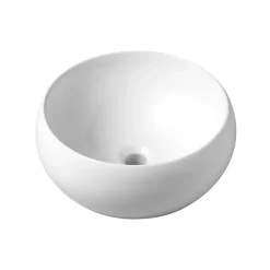 Planète Bain Vasque à poser forme bol en porcelaine blanche