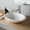 Planète Bain Vasque à poser galet en céramique blanche - Galet* Vasque À Poser