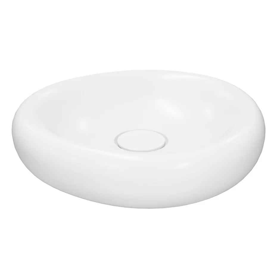 GoodHome Vasque à poser l.40,9 x P.39,6 x H.9,1 cm en céramique, blanc, Kentia* Vasque À Poser