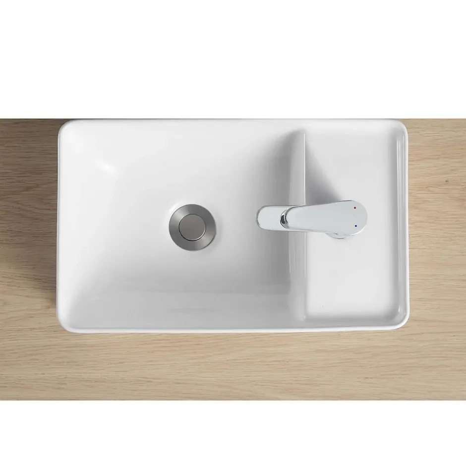 Mob-In Vasque à poser ou à suspendre rectangle en céramique 43x26,5cm