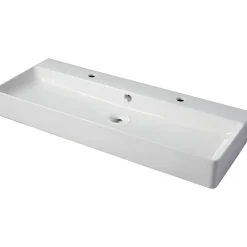 Planète Bain Vasque à poser ou à suspendre double robinet grande taille 110 x 42 cm - Regus* Vasque À Poser