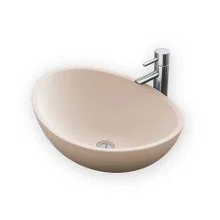 Ambra Vasque à Poser Ovale - 42 cm - en Solid Surface - Beige Rosé - Ovéa* Vasque À Poser