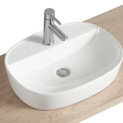 Homesight Vasque à poser ovale blanche en céramique, Faro* Vasque À Poser