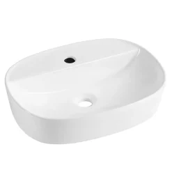 Homesight Vasque à poser ovale blanche en céramique, Faro* Vasque À Poser
