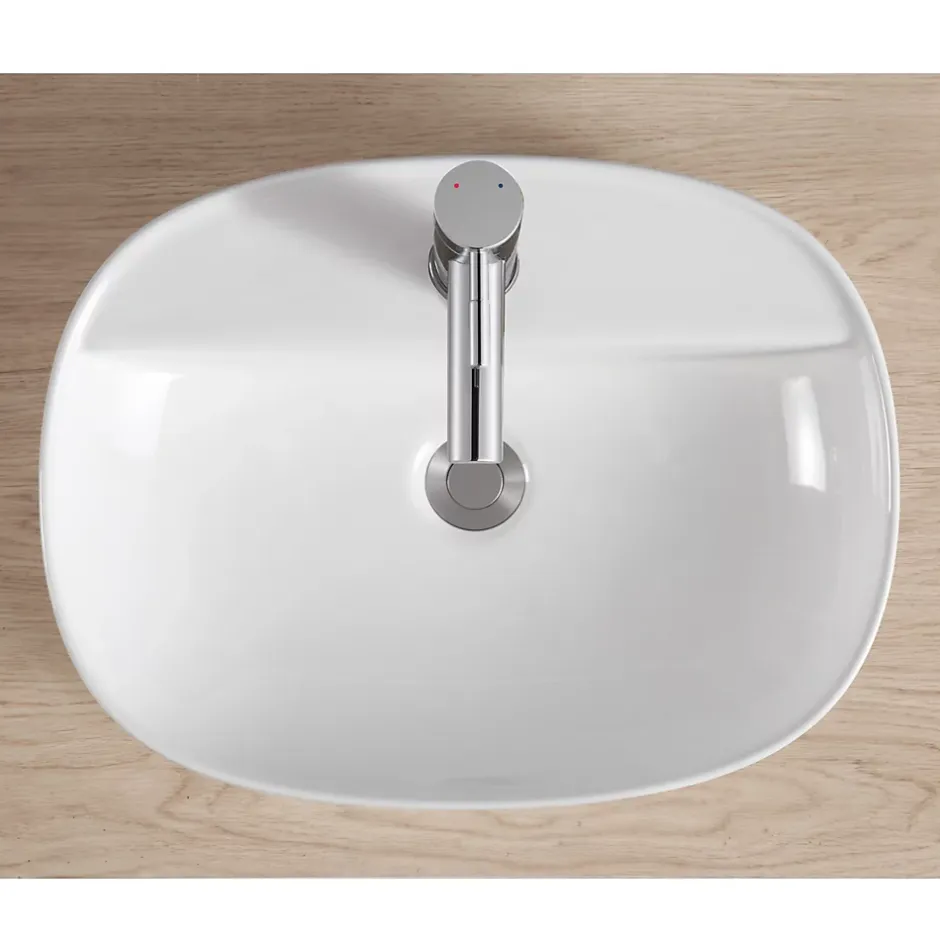 Homesight Vasque à poser ovale blanche en céramique, Faro* Vasque À Poser