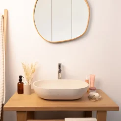 Homesight Vasque à poser ovale béton beige l.53 x H.13 cm Emmy