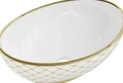 Silla Global Vasque à poser ovale, céramique 40,5x33x14 cm Blanc/or
