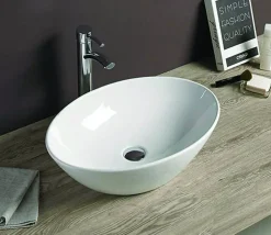 Silla Global Vasque à poser ovale, céramique 56x38,5x15 cm Blanc* Lavabo